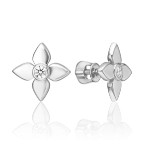 Серьги-пусеты из белого золота с фианитом 02-5536-00-401-1120