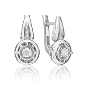 Серьги с английским замком из белого золота с бриллиантами 02-5276-00-101-1120