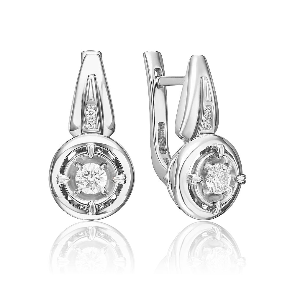 Серьги с английским замком из белого золота с бриллиантами 02-5276-00-101-1120