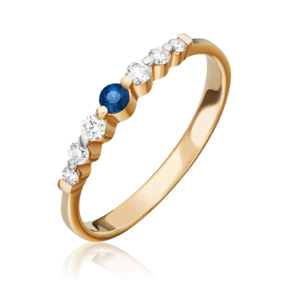 Кольцо из красного золота с сапфиром и бриллиантами 01-0612-00-105-1110-30