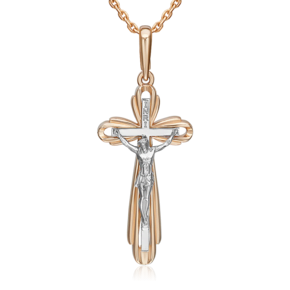 Католический крест из комбинированного золота 03-3555-00-000-1111