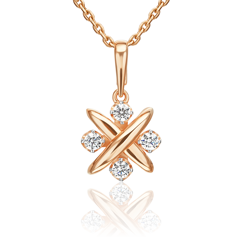 Подвеска из красного золота с фианитами 03-3653-00-401-1110