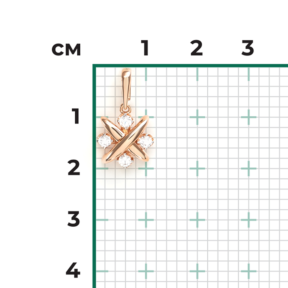 Подвеска из красного золота с фианитами 03-3653-00-401-1110