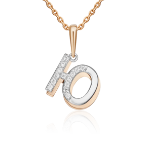 Подвеска «Буква Ю» из комбинированного золота с фианитами 03-3418-Ю-401-1111