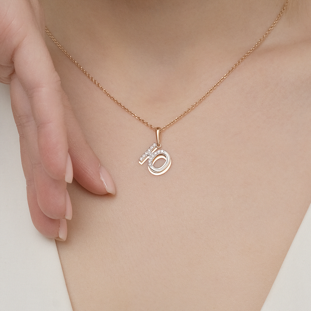 Подвеска «Буква Ю» из комбинированного золота с фианитами 03-3418-Ю-401-1111