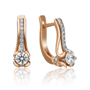 Серьги с английским замком из комбинированного золота с фианитами 02-4338-00-501-1111-38