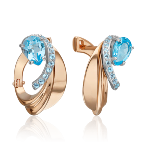 Серьги «Стихия Воды» из комбинированного золота с топазами 02-5173-00-201-1111