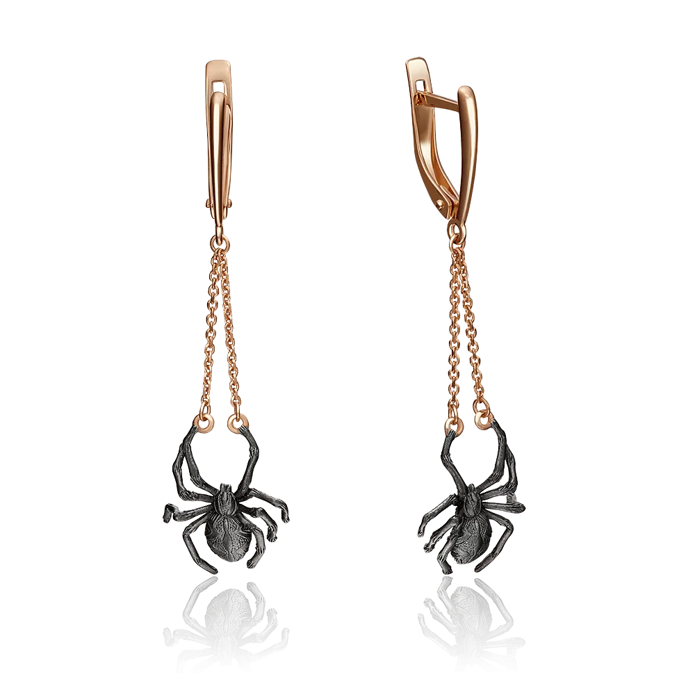 Серьги «Пауки» с английским замком из красного золота 02-4259-00-000-1110-48