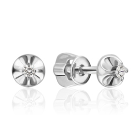 Серьги-пусеты из белого золота с бриллиантом 02-5608-00-101-1120