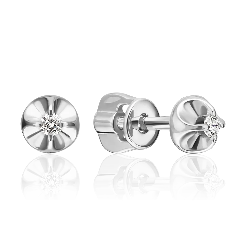 Серьги-пусеты из белого золота с бриллиантом 02-5608-00-101-1120