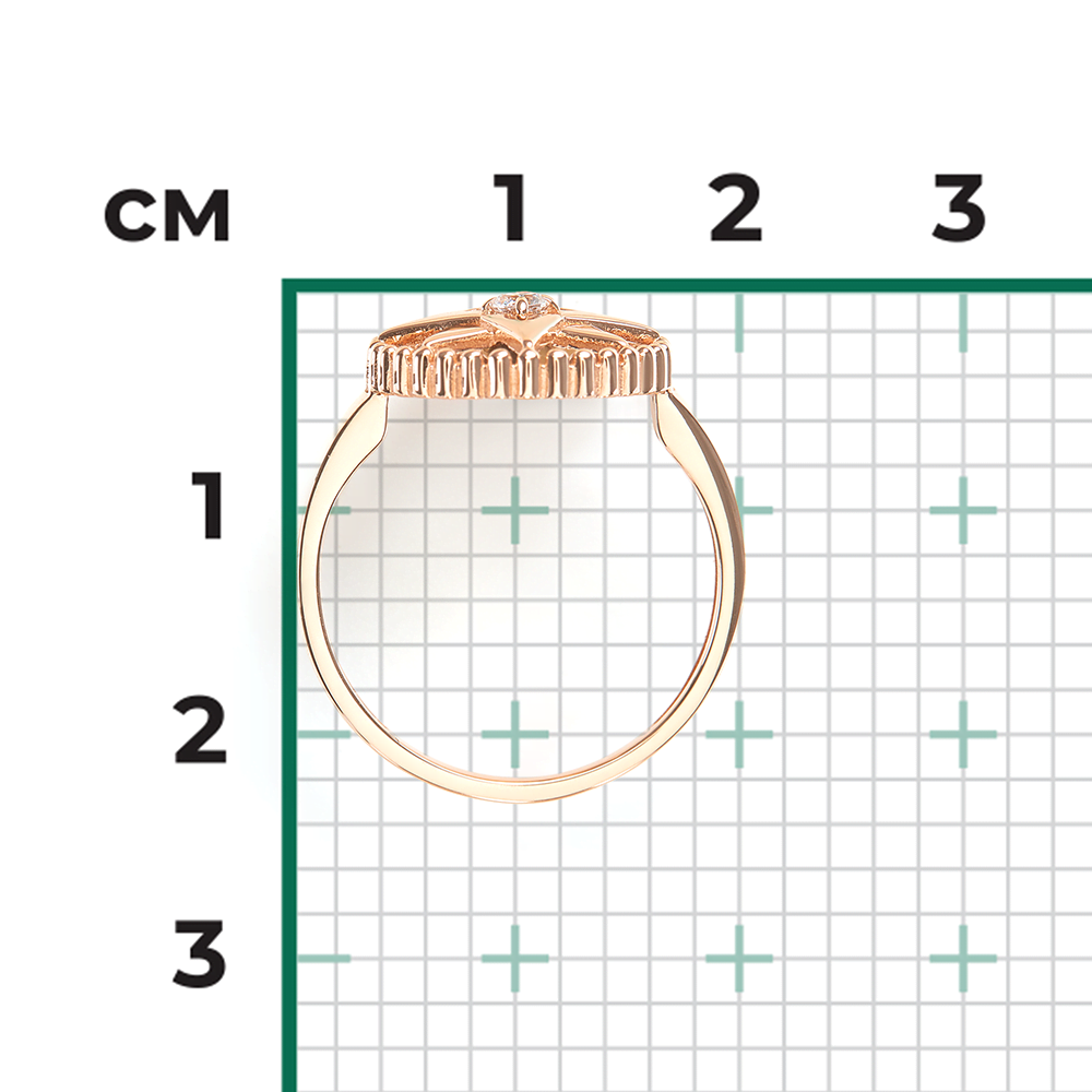 Кольцо «Роза ветров» из красного золота с фианитом 01-5889-00-401-1110