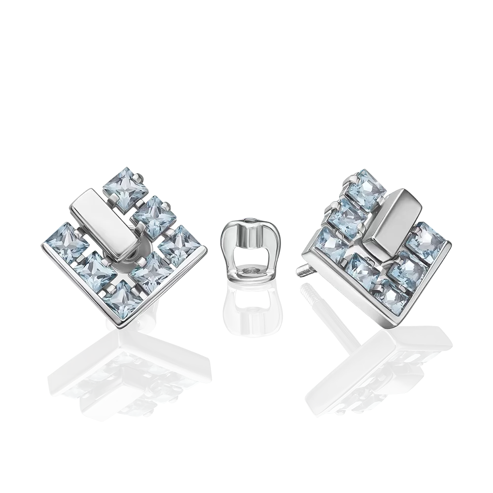 Серьги-пусеты из серебра с топазами 02-5428-00-201-0200