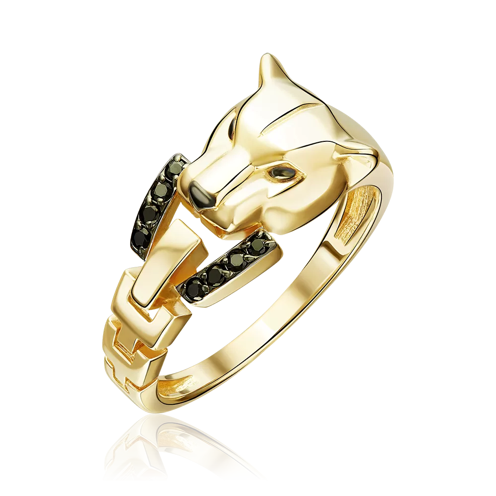 Кольцо «Пантера» из лимонного золота с фианитами 01-5880-00-402-1130