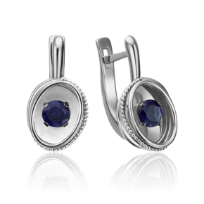 Серьги с английским замком из белого золота с сапфиром 02-4299-00-102-1120-30