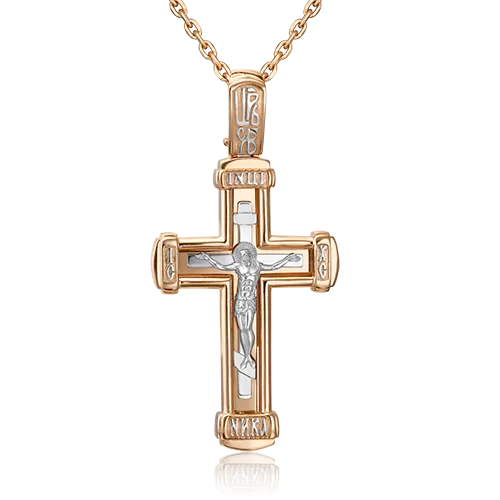 Православный крест из комбинированного золота 03-3024-00-000-1111-42