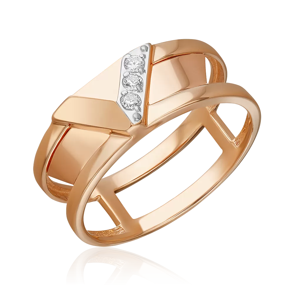 Кольцо из красного золота с фианитами 01-5693-00-401-1110