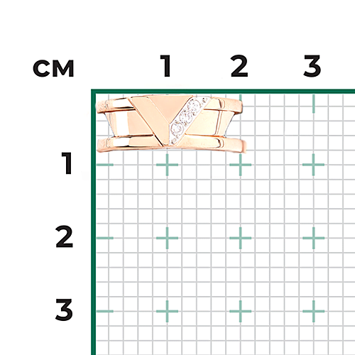 Кольцо из красного золота с фианитами 01-5693-00-401-1110