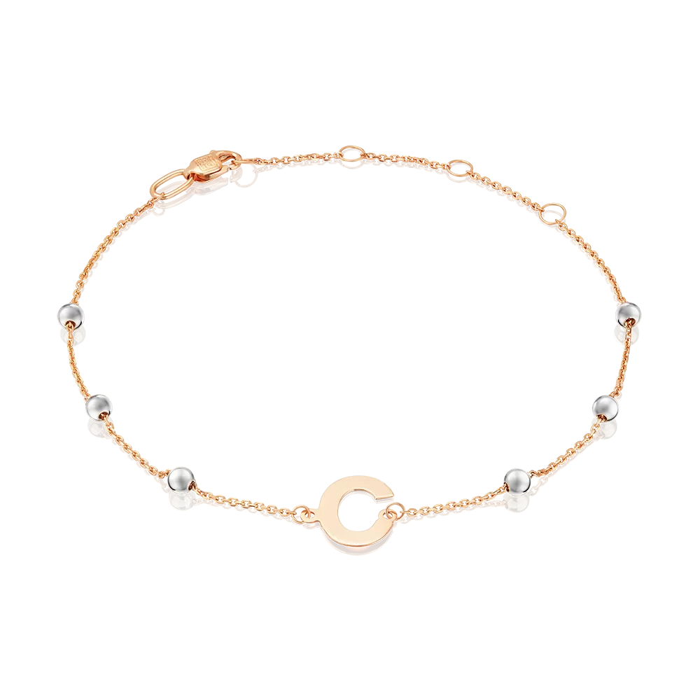 Браслет «Буква О» из комбинированного золота 05-0849-С-000-1111