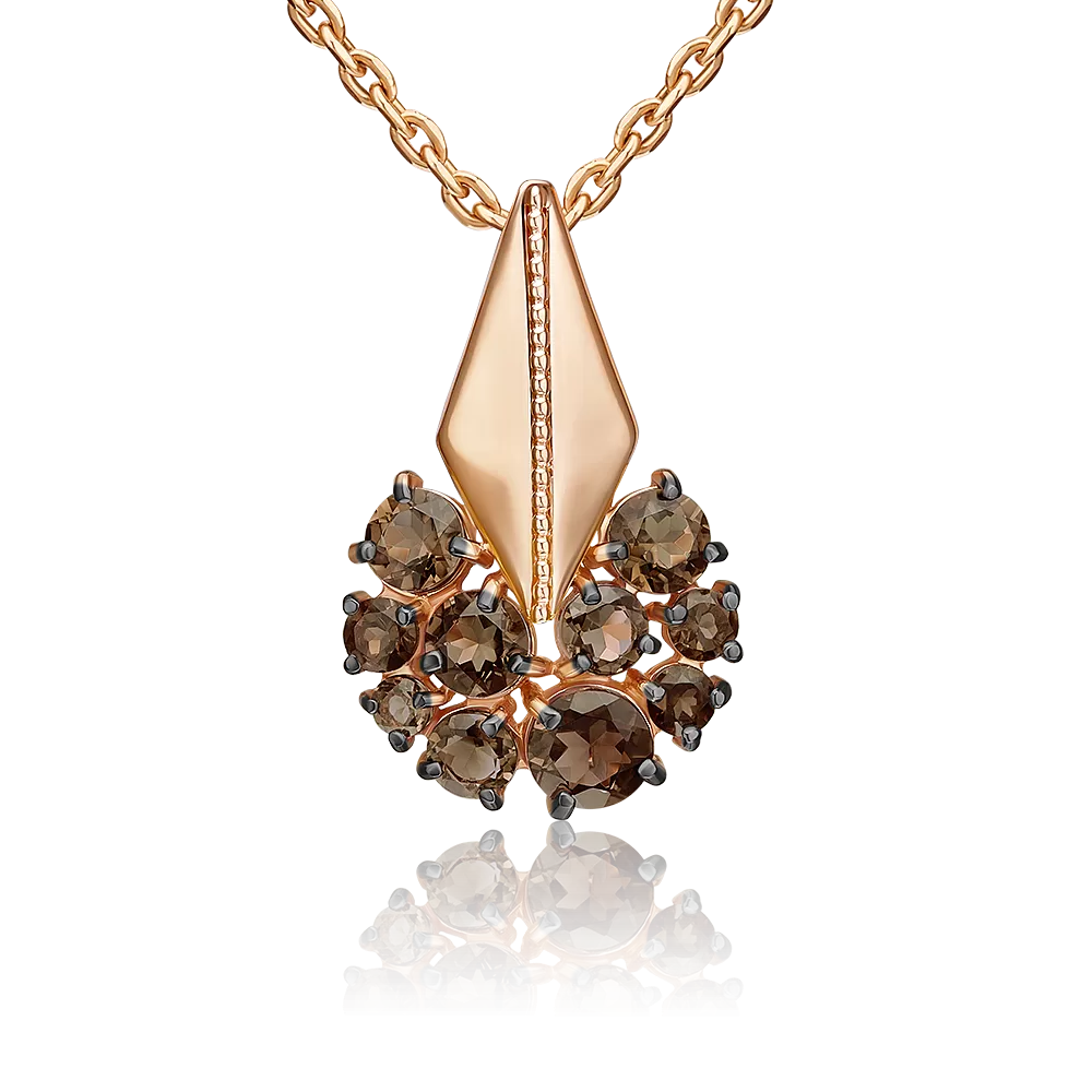 Подвеска из красного золота с кварцем дымчатым 03-3569-00-202-1110