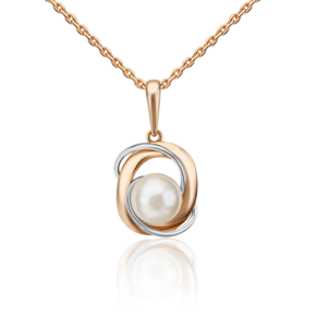 Подвеска из комбинированного золота с жемчугом культивированным 03-3084-00-301-1111-31