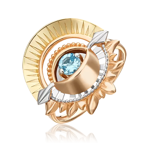 Кольцо «Два солнца» из комбинированного золота с топазом 01-5478-00-201-1140-76