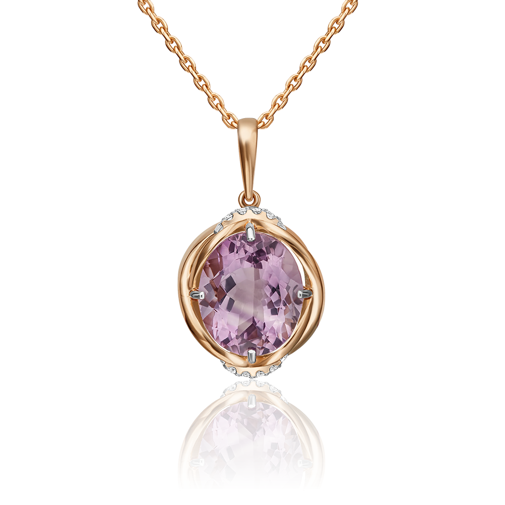 Подвеска из красного золота с аметистом и натуральными топазами white 03-3136-00-225-1110-46