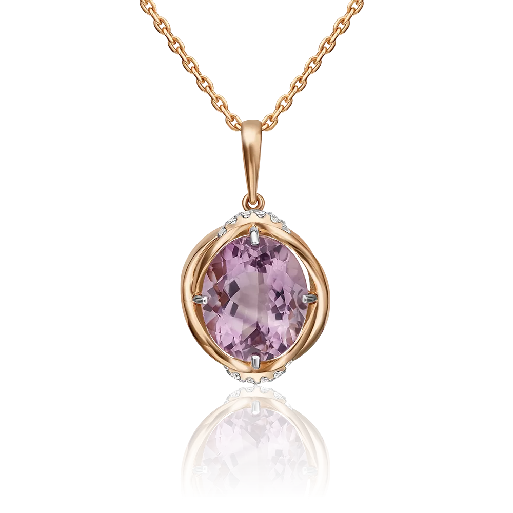 Подвеска из красного золота с аметистом и натуральными топазами white 03-3136-00-225-1110-46