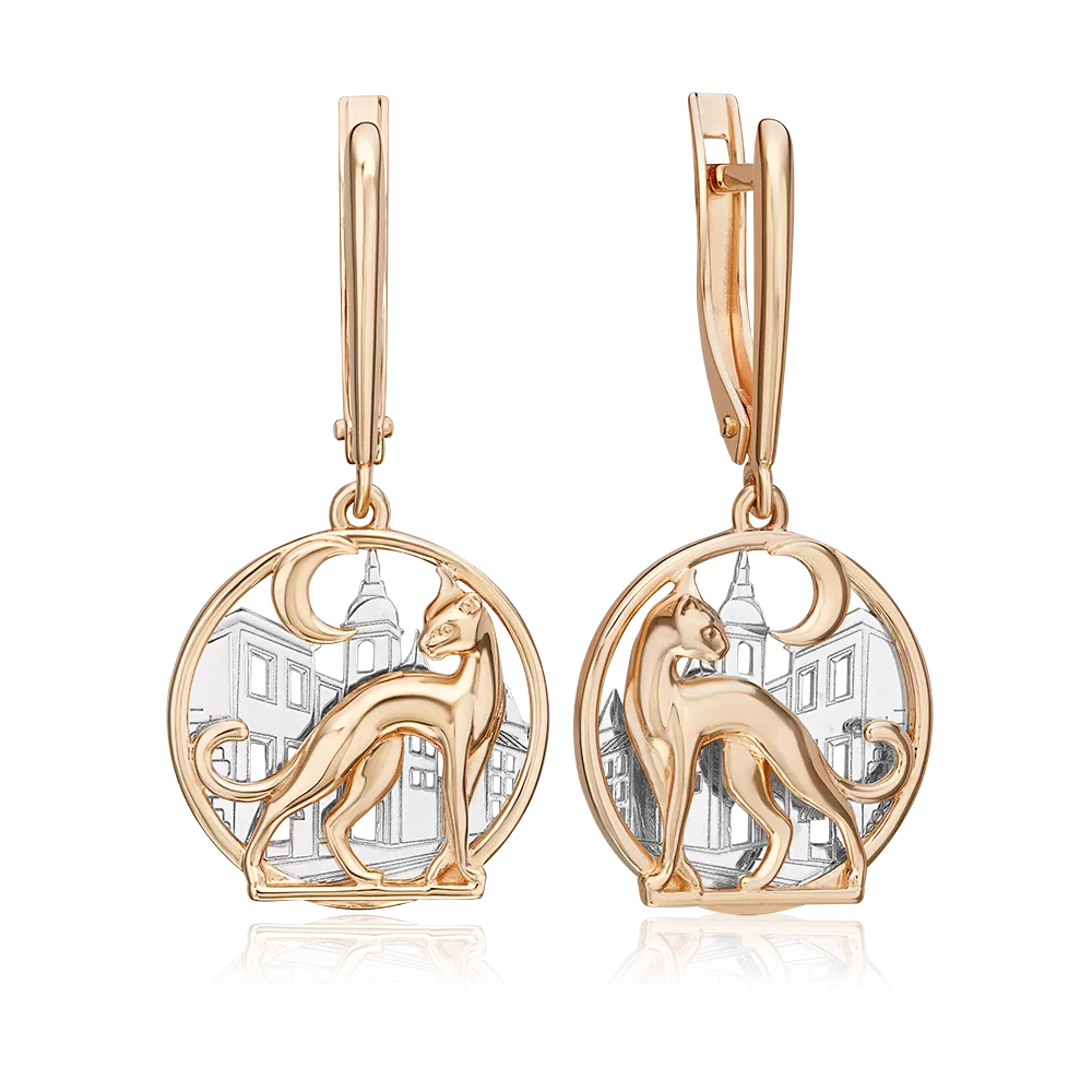 Серьги «Сама по себе» с английским замком из комбинированного золота 02-5422-00-000-1111