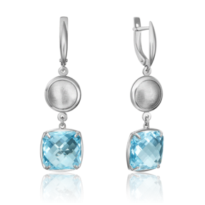 Серьги с английским замком из белого золота с топазом 02-4424-00-201-1120-46