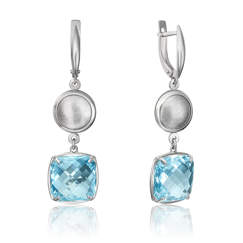 Серьги с английским замком из белого золота с топазом 02-4424-00-201-1120-46