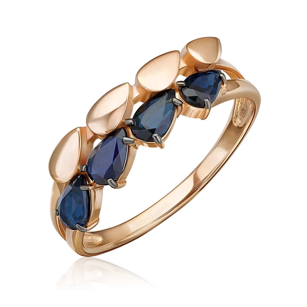 Кольцо из красного золота с сапфирами 01-5842-00-102-1110