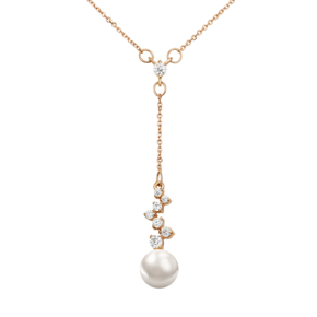 Колье из красного золота с жемчугом культивированным и фианитами 07-0105-00-302-1110-31