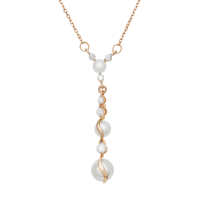 Колье из красного золота с жемчугом культивированным и фианитами 07-0107-00-302-1110-31