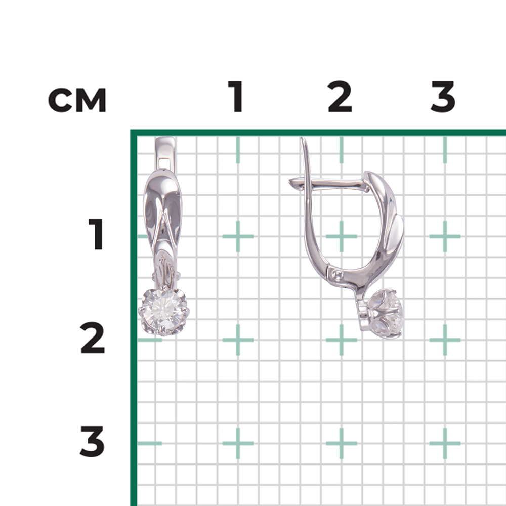 Серьги с английским замком из белого золота с бриллиантом 02-0535-00-101-1120-30