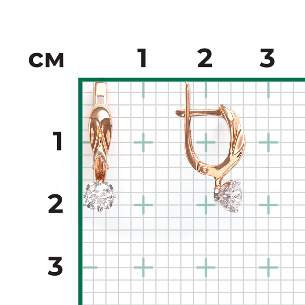 Серьги с английским замком из комбинированного золота с бриллиантом 02-0536-00-101-1111-30