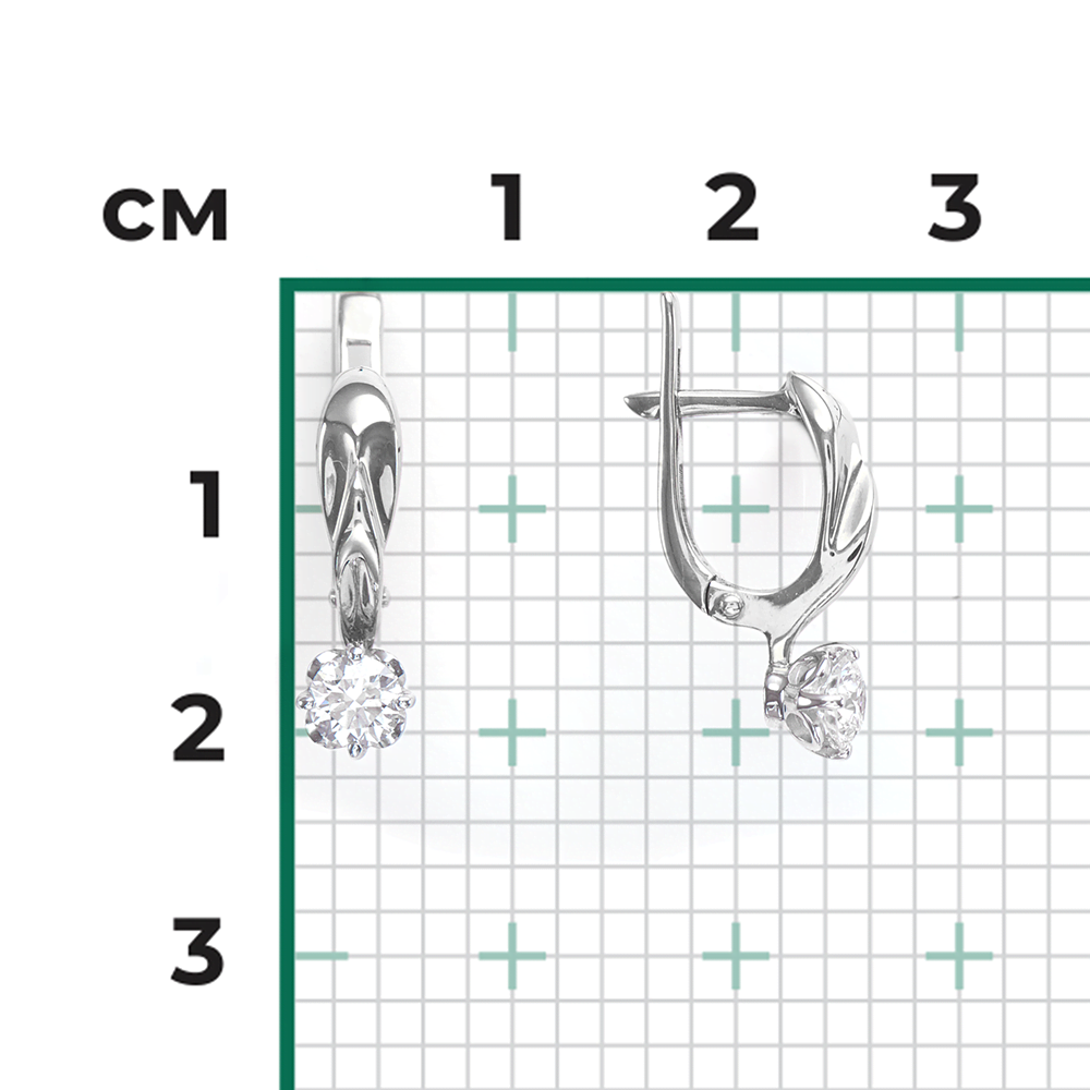 Серьги с английским замком из белого золота с бриллиантом 02-0537-00-101-1120-30