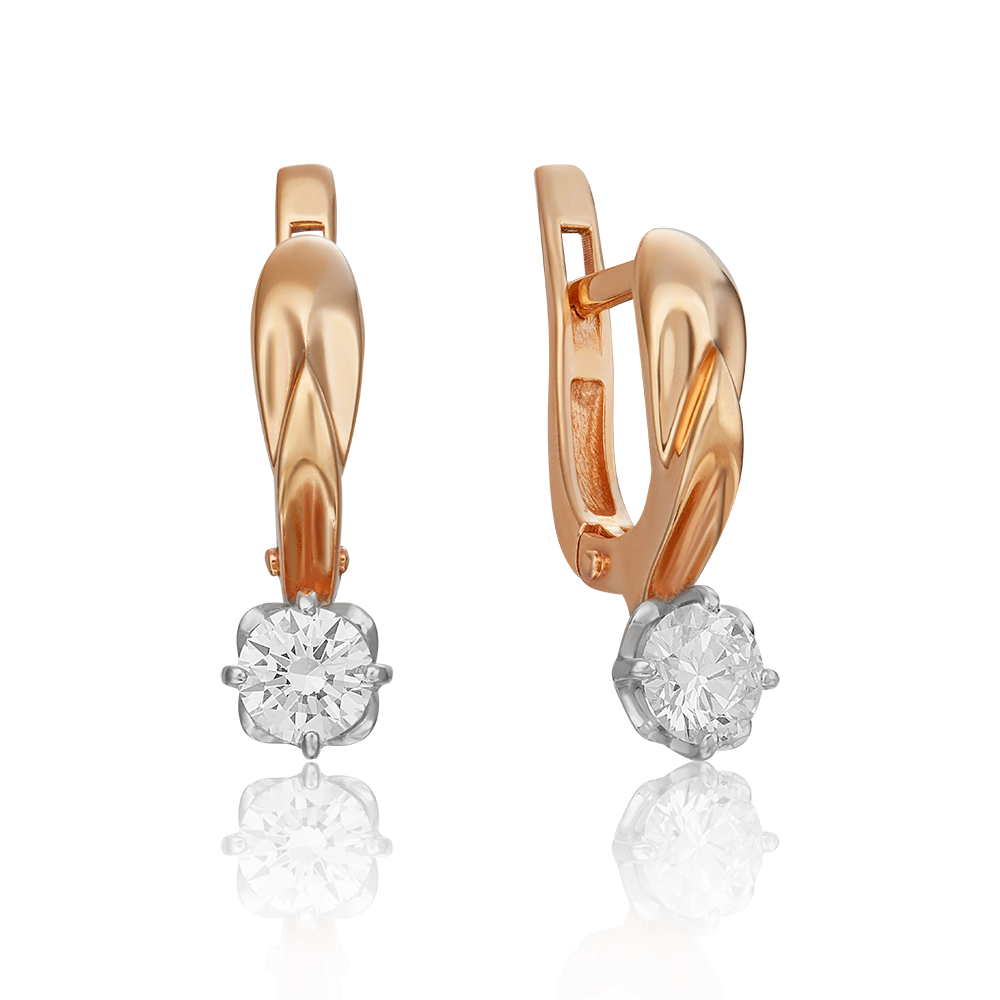 Серьги с английским замком из комбинированного золота с бриллиантом 02-0538-00-101-1111-30