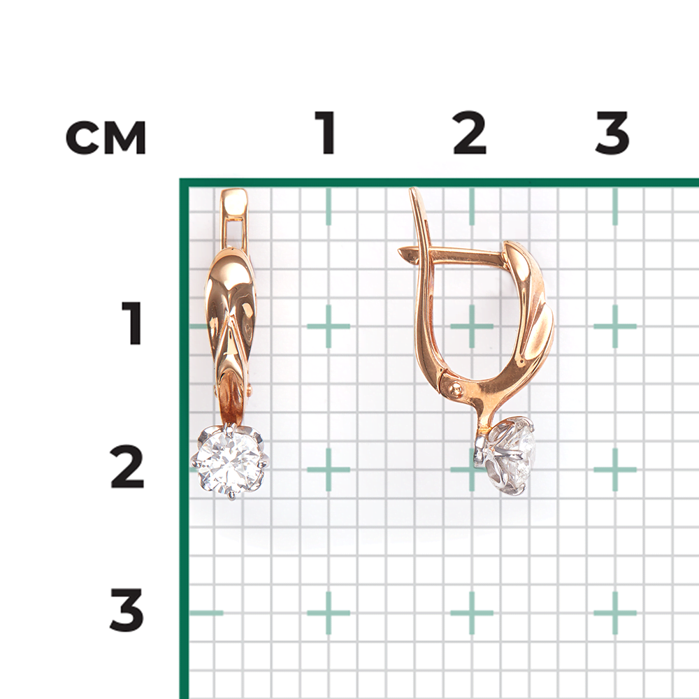 Серьги с английским замком из комбинированного золота с бриллиантом 02-0538-00-101-1111-30