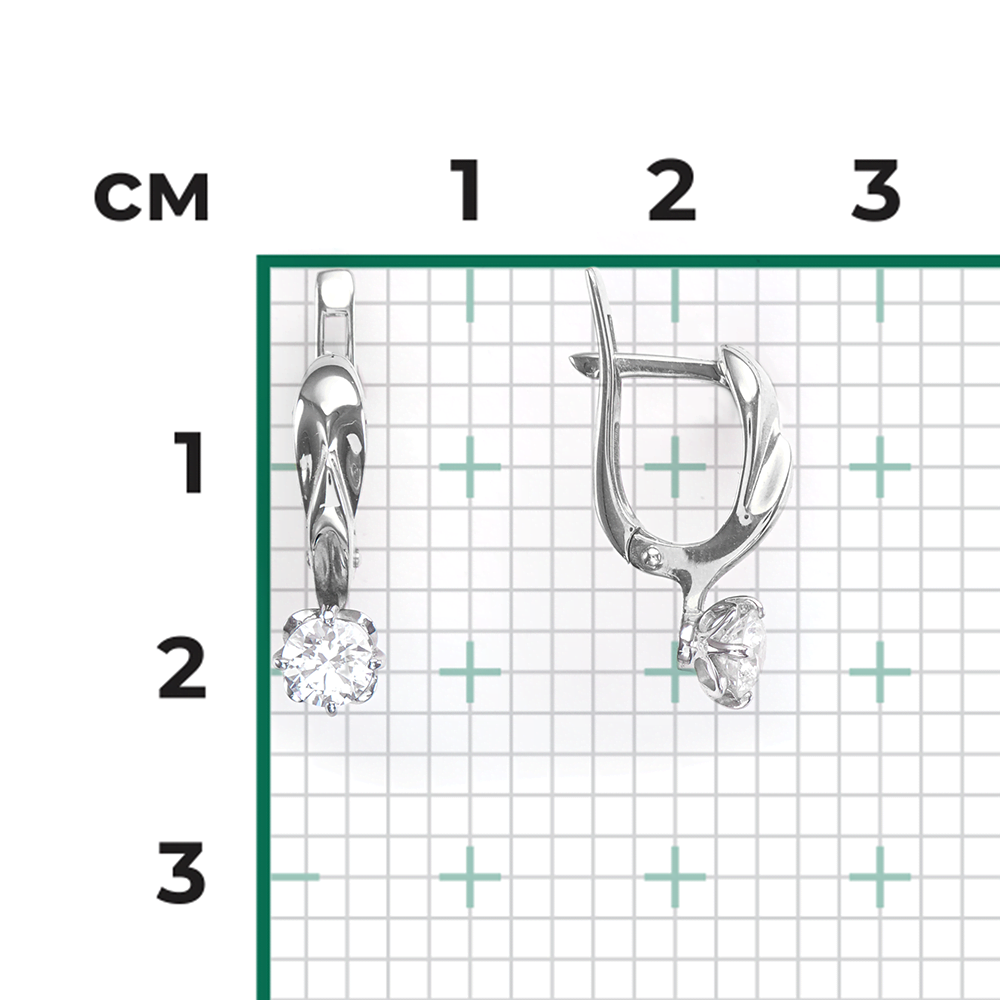 Серьги с английским замком из белого золота с бриллиантом 02-0539-00-101-1120-30