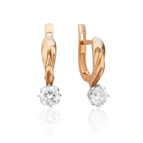 Серьги с английским замком из комбинированного золота с бриллиантом 02-0540-00-101-1111-30