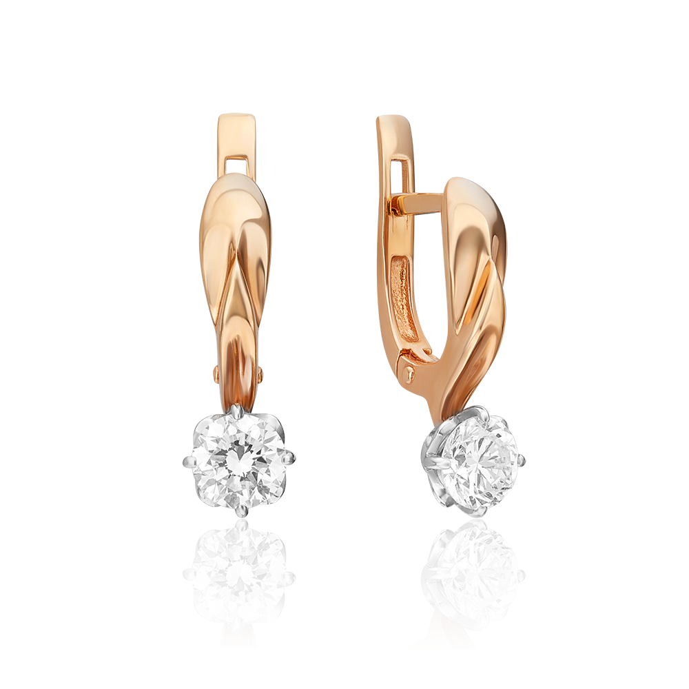 Серьги с английским замком из комбинированного золота с бриллиантом 02-0540-00-101-1111-30