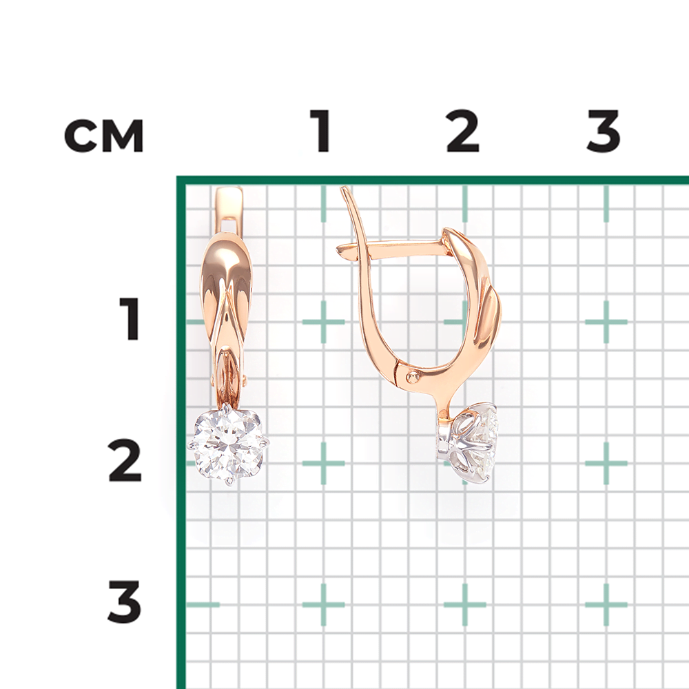 Серьги с английским замком из комбинированного золота с бриллиантом 02-0540-00-101-1111-30