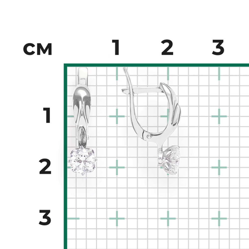 Серьги с английским замком из белого золота с бриллиантом 02-0541-00-101-1120-30