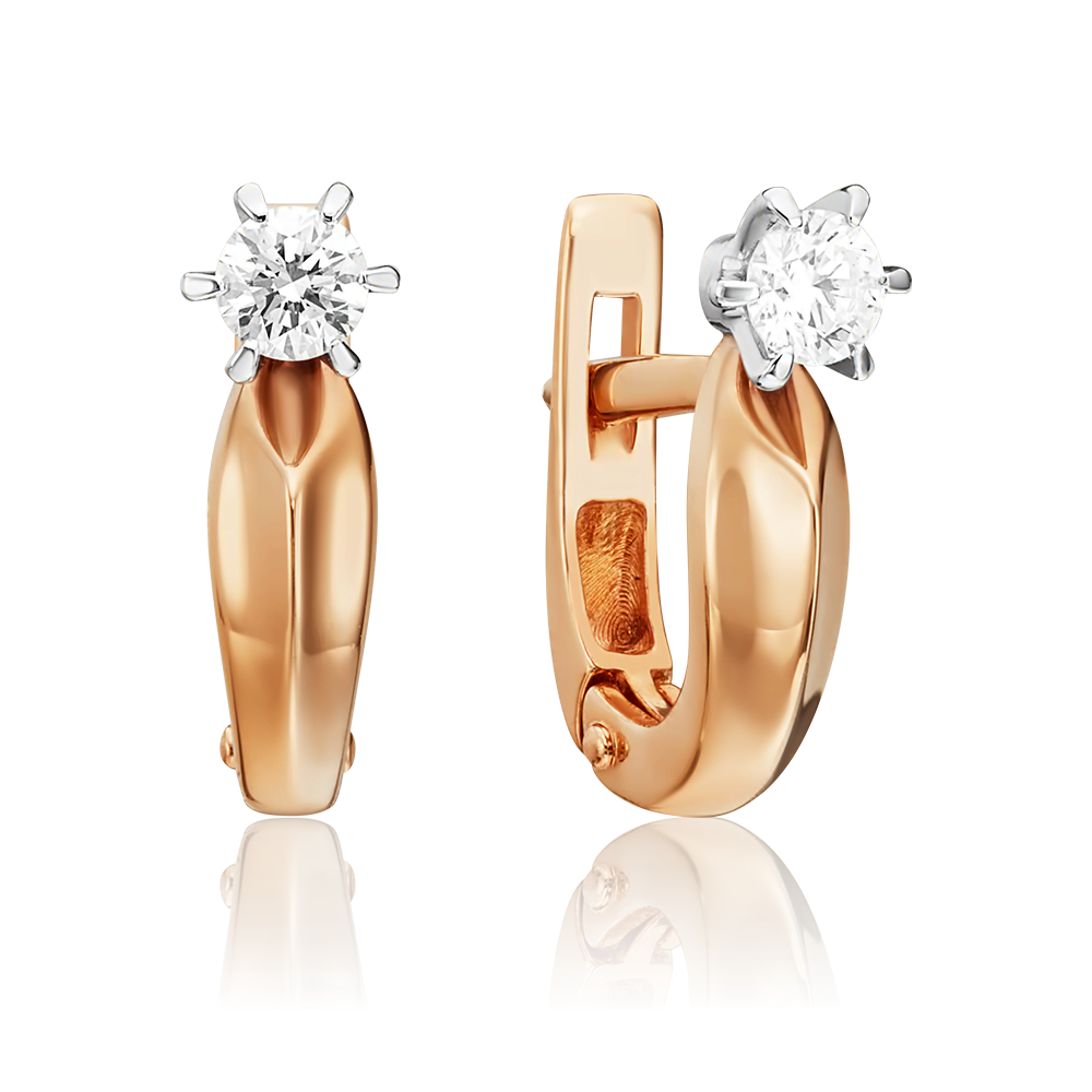 Серьги с английским замком из комбинированного золота с бриллиантом 02-0474-00-101-1111-30