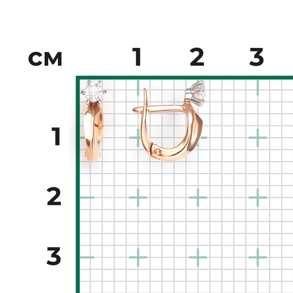 Серьги с английским замком из комбинированного золота с бриллиантом 02-0474-00-101-1111-30