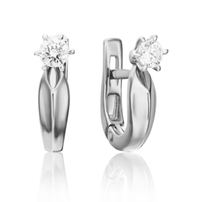 Серьги с английским замком из белого золота с бриллиантом 02-0475-00-101-1120-30