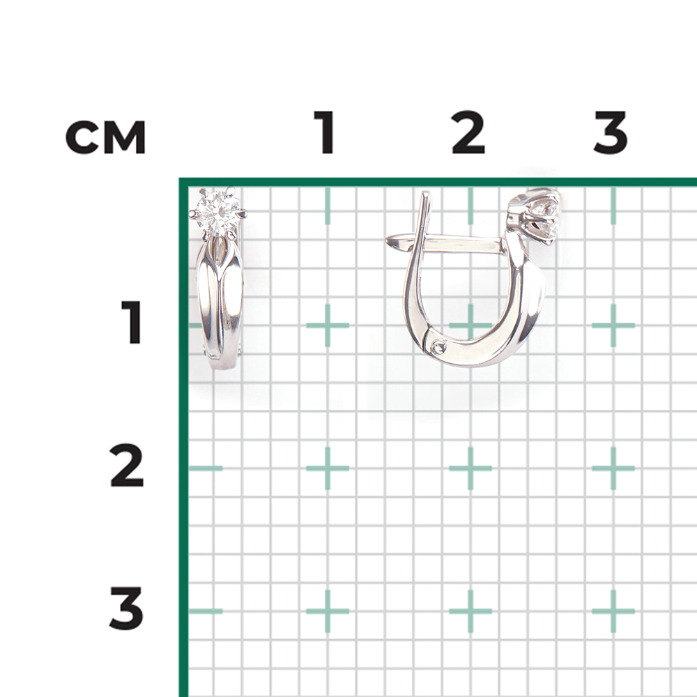 Серьги с английским замком из белого золота с бриллиантом 02-0475-00-101-1120-30