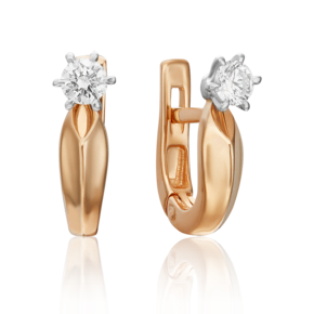 Серьги с английским замком из комбинированного золота с бриллиантом 02-0476-00-101-1111-30