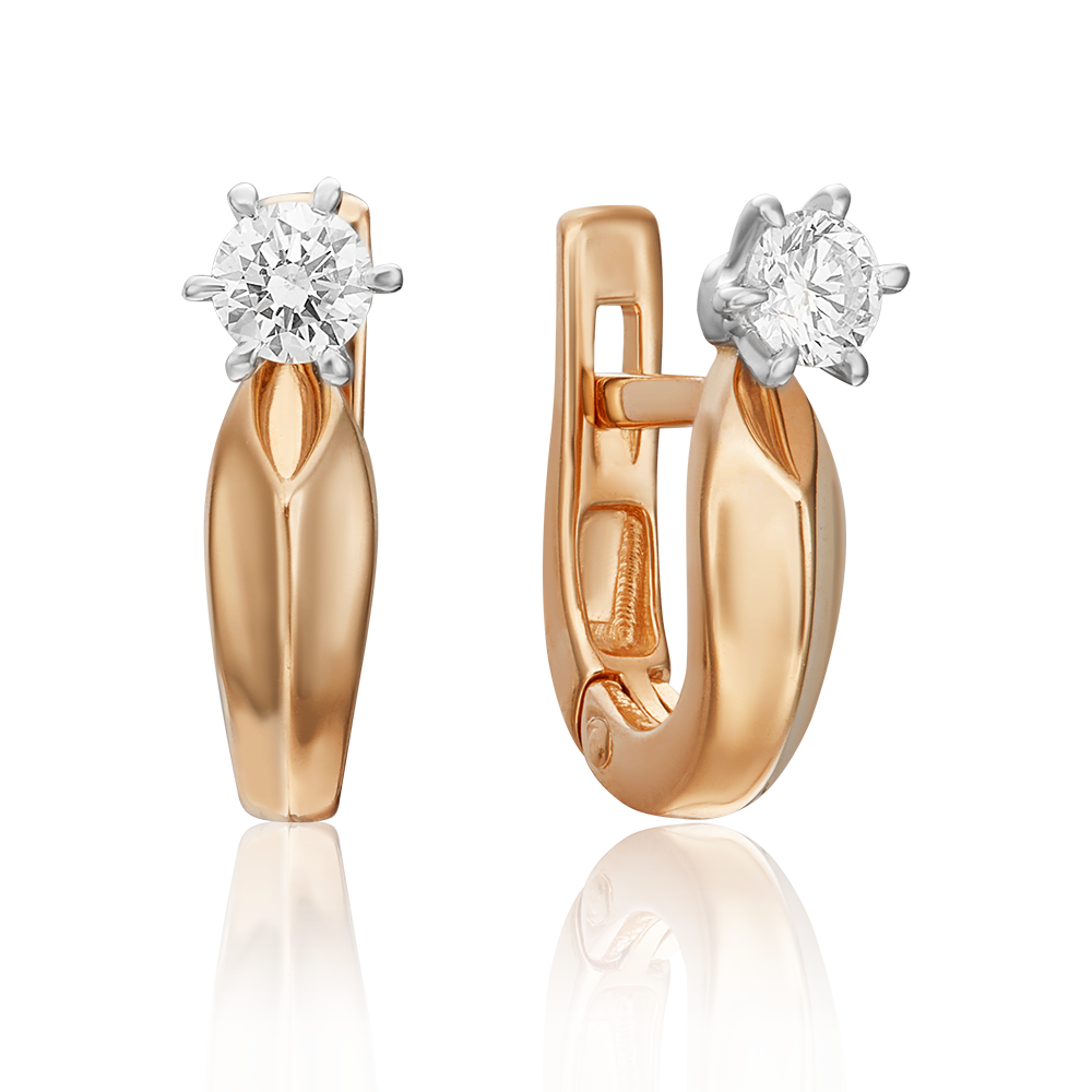 Серьги с английским замком из комбинированного золота с бриллиантом 02-0476-00-101-1111-30