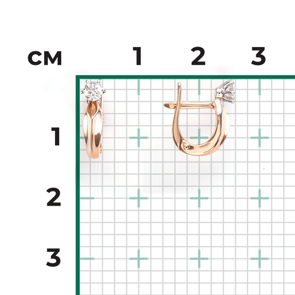 Серьги с английским замком из комбинированного золота с бриллиантом 02-0476-00-101-1111-30